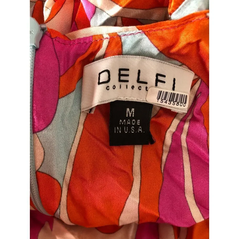 DELFI Collective Rory Dress Psychedelic Print Sleeveless Cocktail Slip Midi M